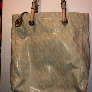 Michael Kors Cream and Gold Patent Leather Tote